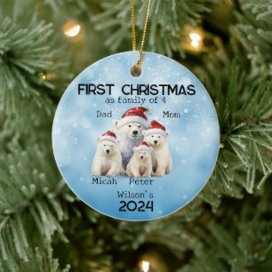 Första året jul som fyra Polars familj Julgransprydnad Keramik