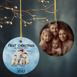 Första året jul som fyra Polars familj Julgransprydnad Keramik