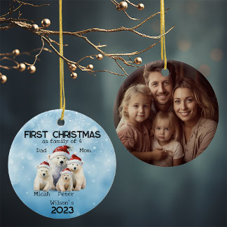 Första året jul som fyra Polars familj Julgransprydnad Keramik