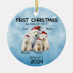 Första året jul som fyra Polars familj Julgransprydnad Keramik