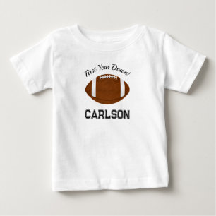 Första året ned Football Boy First Birthday T Shirt