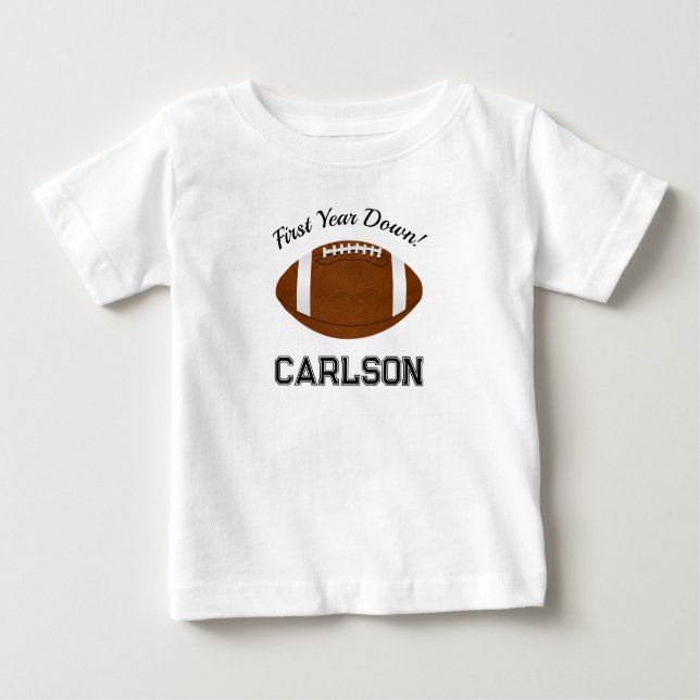 Första året ned | Football Boy First Birthday T Shirt (Framsida)