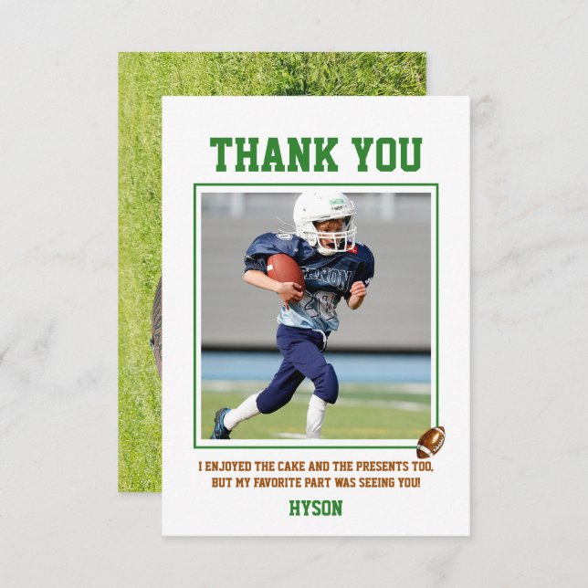 Första året ned | Fotboll 1:a födelsedag Party Tack Kort (Fram/baksida)