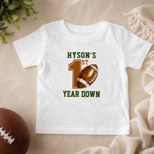 Första året ner Fotboll 1-års födelsedagsfest T Shirt