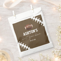Första året ner fotboll brun 1-års födelsedagsfest