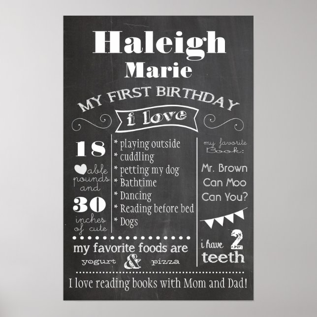 Första året Poster födelsedag (Framsidan)