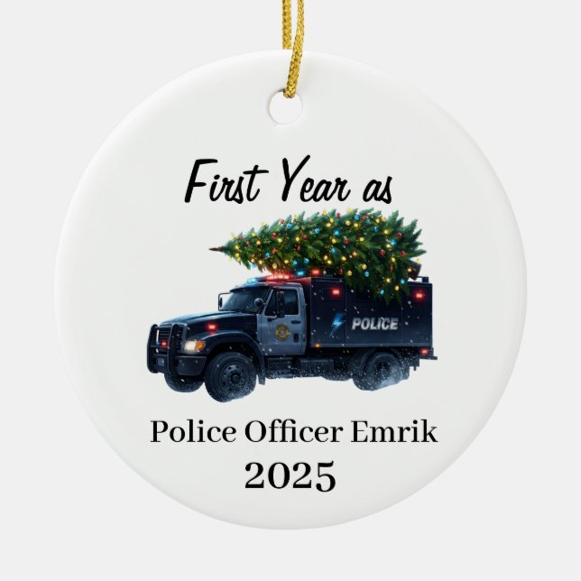 första året som polis julgransprydnad keramik (Framsidan)