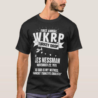 Första årliga WKRP Turkiet sjunker med Les Nessman T Shirt