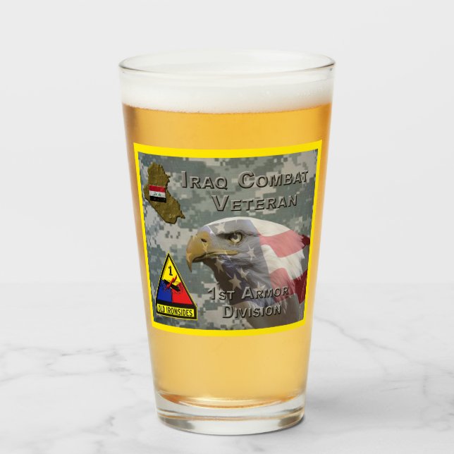 Första Armor Div Irak - Veteranbekämpning Glaskopp (Framsida fylld)