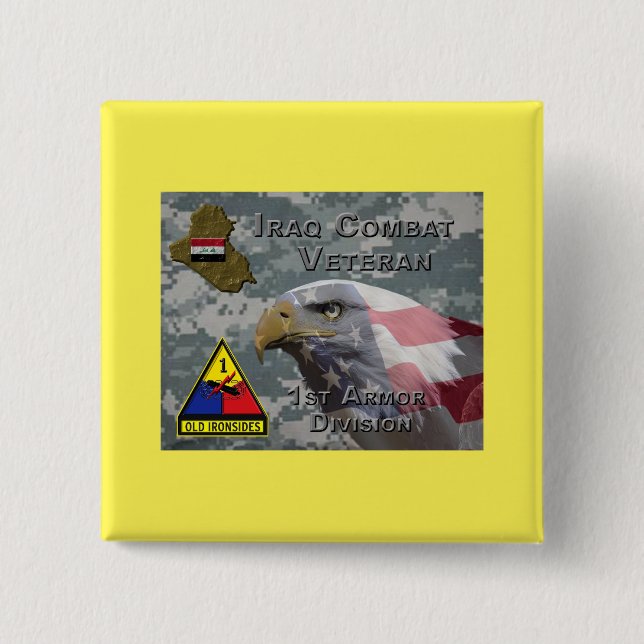 Första Armor Div Irak - Veteranbekämpning Knapp (Framsida)