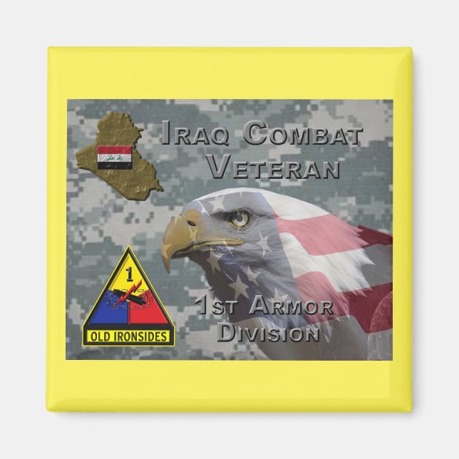 Första Armor Div Irak - Veteranbekämpning Magnet (Framsidan)
