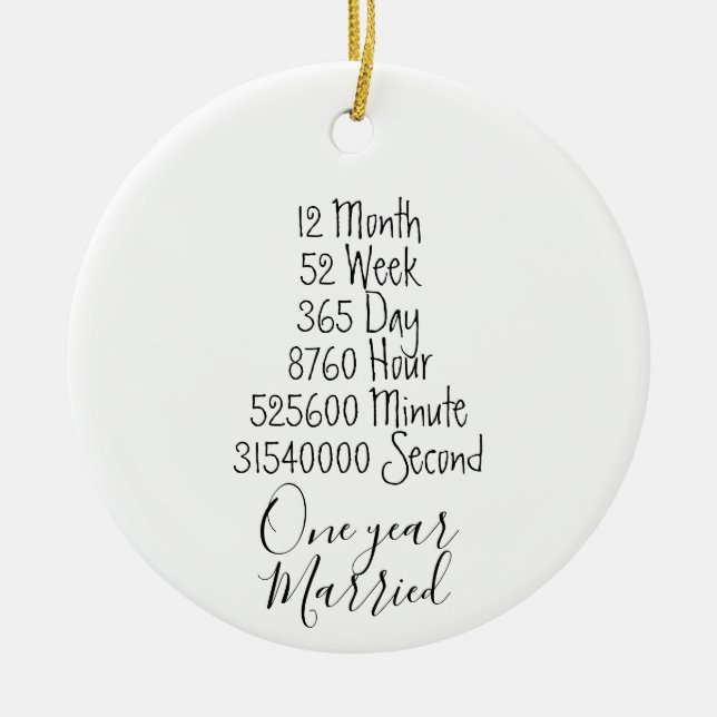 Första årsdagen 1:a året gift bröllop älskare julgransprydnad keramik (Framsidan)