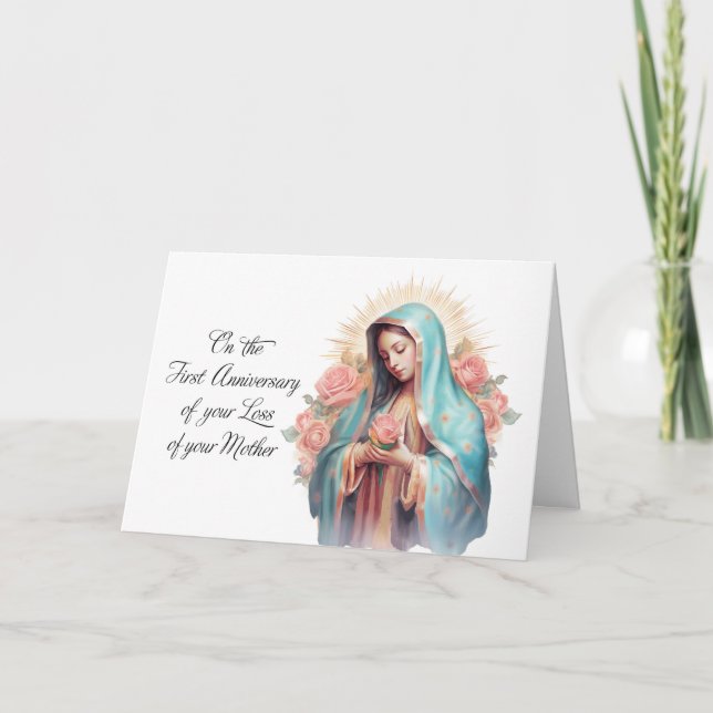 Första årsdagen av modern Blessed Marys bortgång Kort (Framsida)