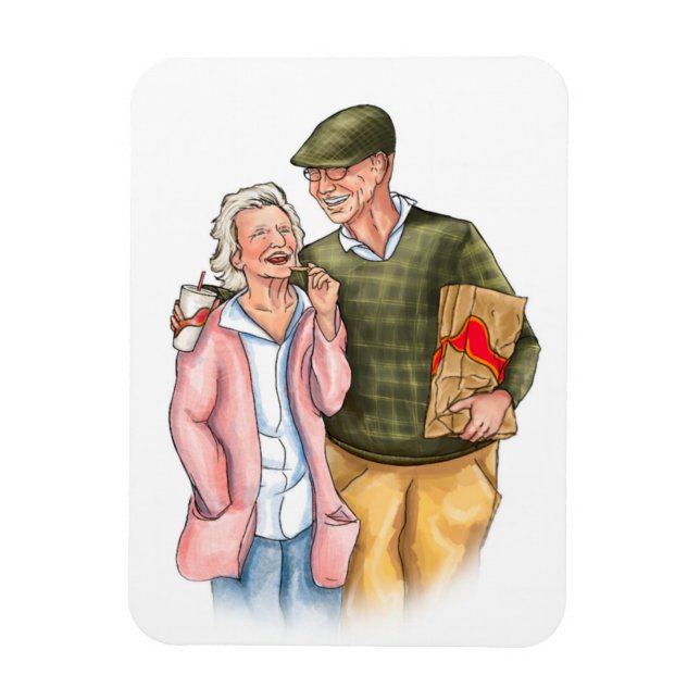 Första årsdagen för det gamla paret fullt färg magnet (Vertikal)