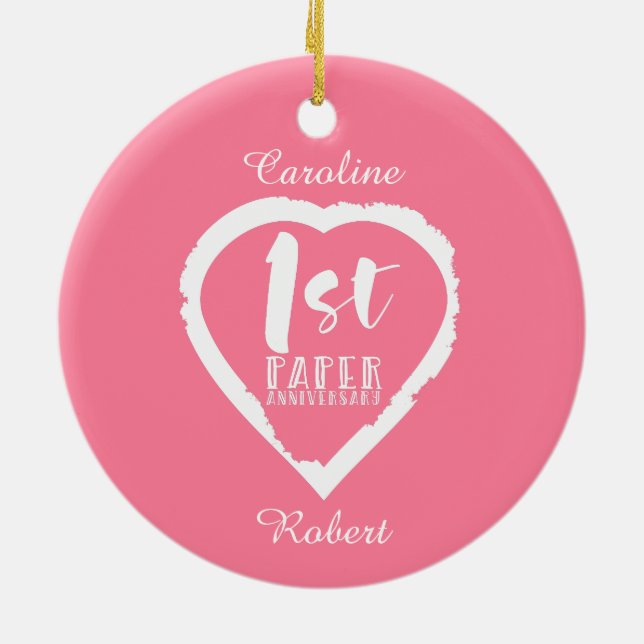 Första årsdagen för pappra bröllop julgransprydnad keramik (Baksidan)