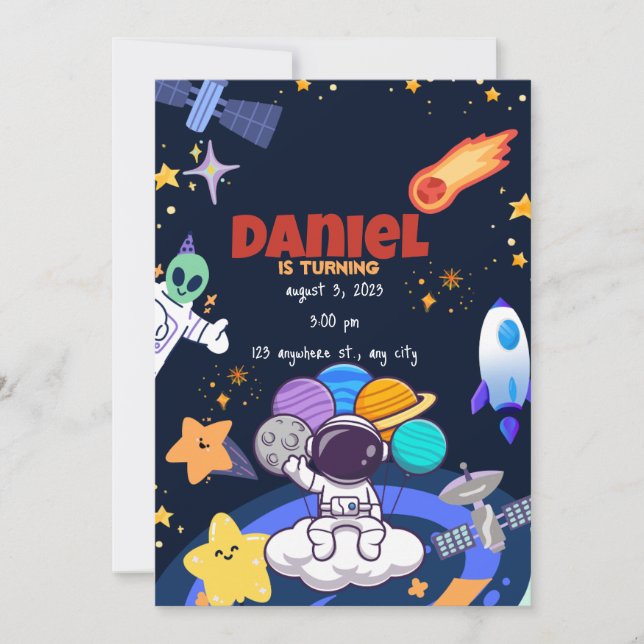 Första astronaut-flyget - Uppmaning till Rocket Bi Inbjudningar (Framsida)