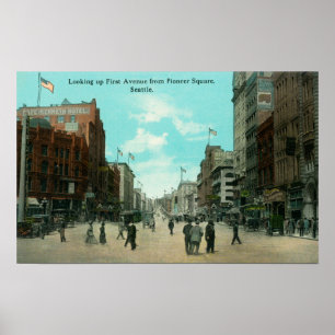 Första Ave-vy från Pioneer Avenue Poster