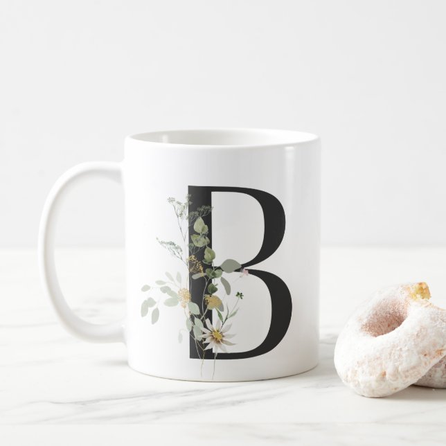 Första B med mjuk färg-blomkaffe Mugg (Med munk)
