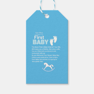 Första Baby blue pojken Presentetikett