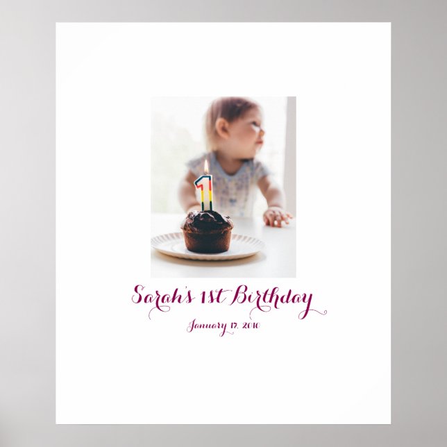 Första baby-födelsedag 1:a inloggning Party Board  Poster (Framsidan)