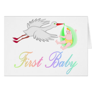 Första baby (storken) hälsningskort