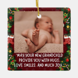 Första barnbarnet julgransprydnad keramik