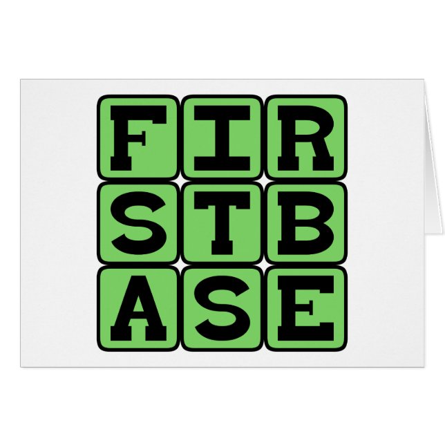 Första bas, basebollposition hälsningskort (Framsidan Horizontal)