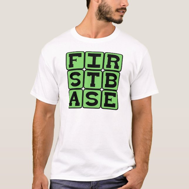 Första bas, basebollposition tee shirt (Framsida)