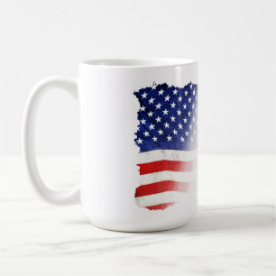 Första Bas Springa-Baseball Player och USA flagga Kaffemugg