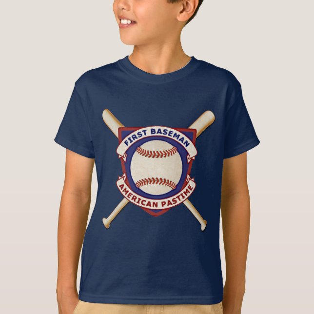 Första Baseman, amerikantidsfördriv T-shirt (Framsida)