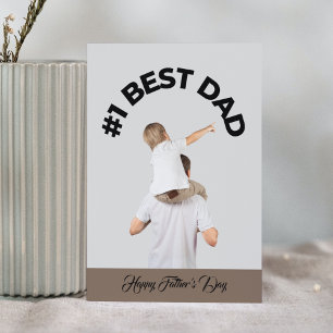 Första Bästa Pappa Son Grå Modernt Glad Fars Dag Kort