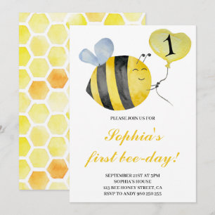 Första Bee-Dagen Bihonung Bee 1-årsdag Inbjudningar