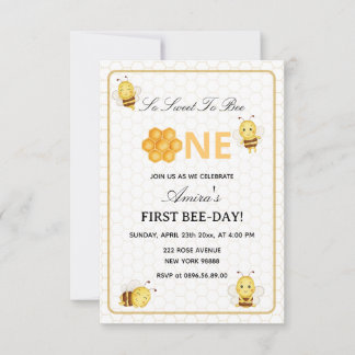 Första Bee Day gula honung 1-års födelsedagsinbjud Inbjudningar