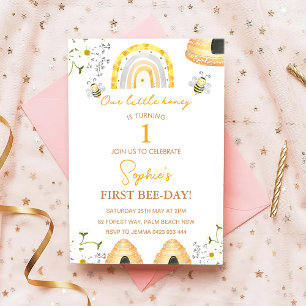 Första bidagen Humla Girls Birthday Inbjudningar