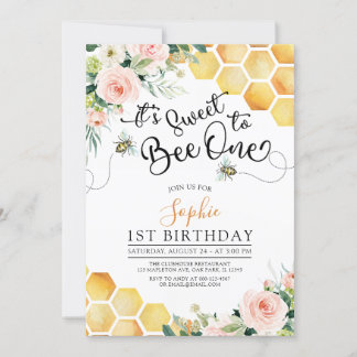 Första bidagen - Sverige till Bee 1:a födelsedag Inbjudningar