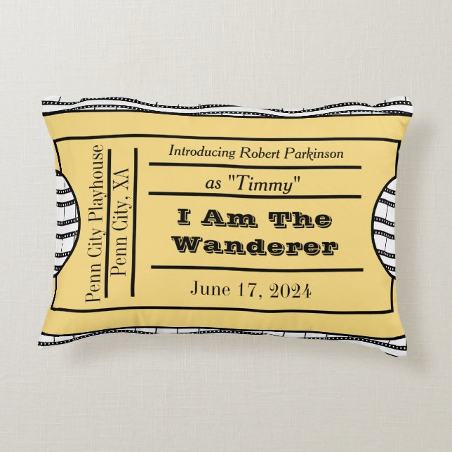 Första biljett för premiär prydnadskudde (Baksidan)