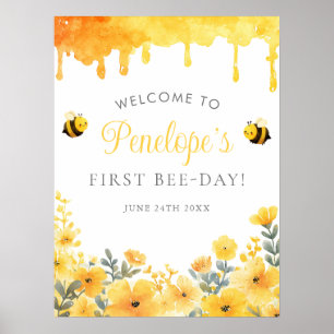 Första Bin Dag 1:a Födelsedags Välkomstskylt Poster