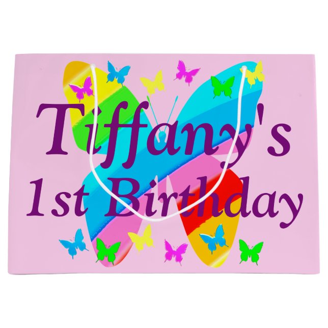 FÖRSTA BIRTHDAG BUTTERFLY-PERSONLIG GIFT BAG (Framsidan)