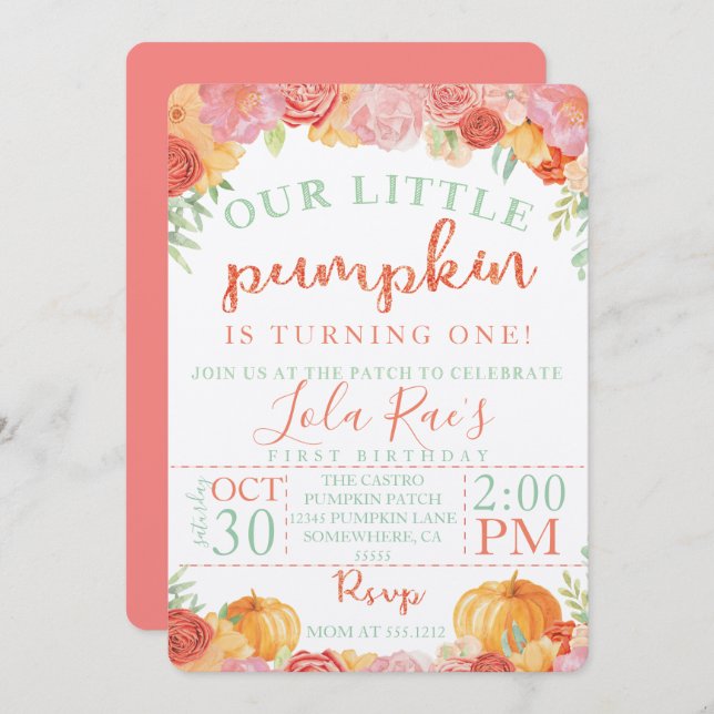 FÖRSTA BIRTHDAG INBJUDAN (Fram/baksida)