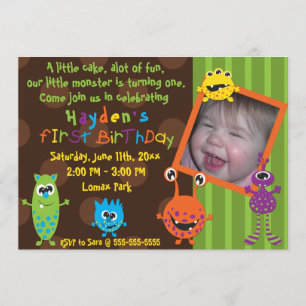 Första Birthday. för Lil monster Inbjudningar