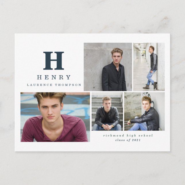 Första blått för multifoto-meddelande i student helg vykort (Framsida)