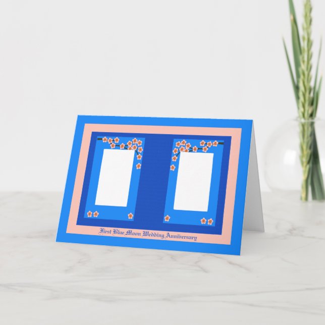Första blått Måne-årsjubileum Bröllop Kort (Framsida)