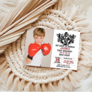 Första blockering Boxing-fotot på födelsedagen Inbjudningar