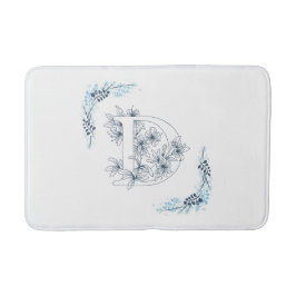 Första Blommigten för "D" Blue Monogram Lugn Badrumsmatta