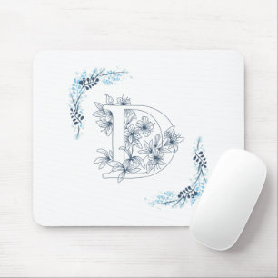Första Blommigten för "D" Blue Monogram Lugn Musmatta