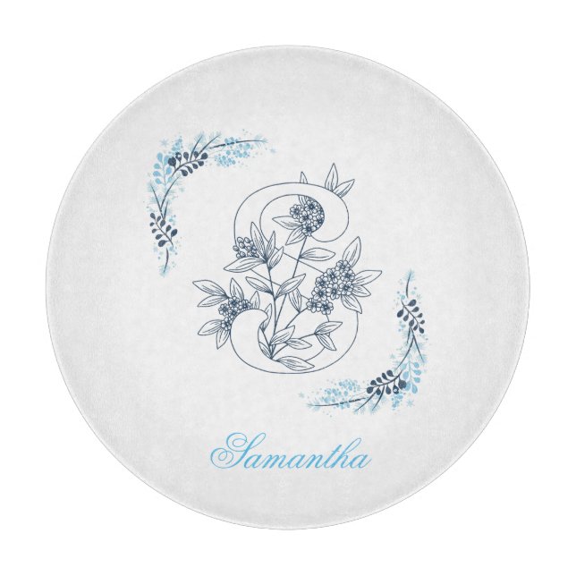 Första Blommigten för "S" Blue Monogram Lugn (Framsidan)