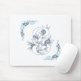 Första Blommigten för "S" Blue Monogram Lugn Musmatta