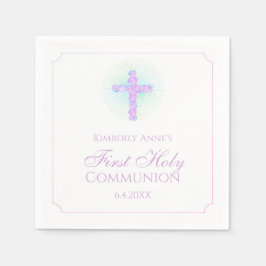 Första Blommigten Kor Lavender Monogrammed kommiss Pappersservett