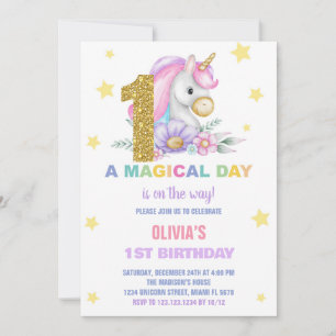 Första Blommigtens inbjudan till Unicorn Birthday
