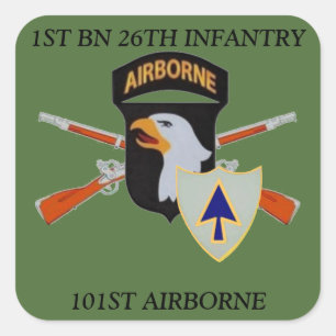 FÖRSTA BN 26:E INFANTRY 101ST AIRBORNE STICKERS FYRKANTIGT KLISTERMÄRKE